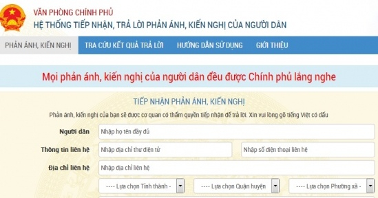 Giới thiệu hệ thống tiếp nhận trả lời phản ánh kiến nghị của người dân 